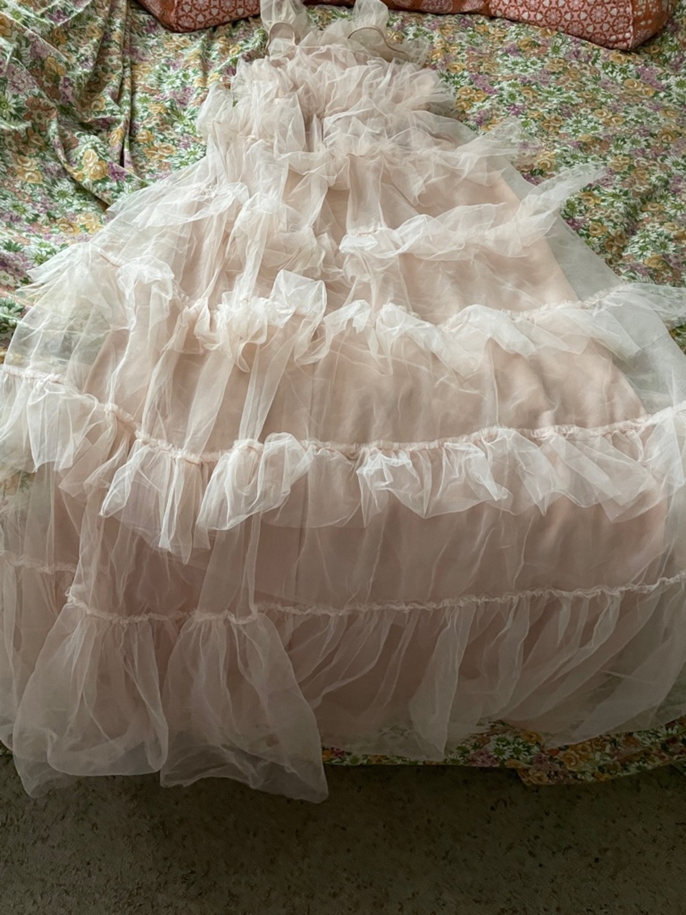 Show Me Your Mumu Romantic Ruffle Tiered Maxi Dress in Soft Blush